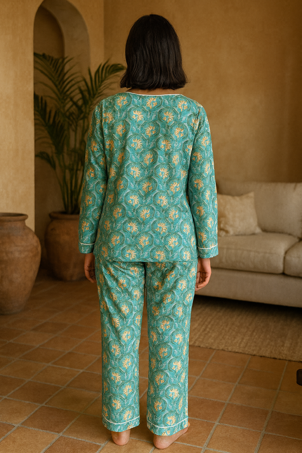 Green Floral Pyjama Set