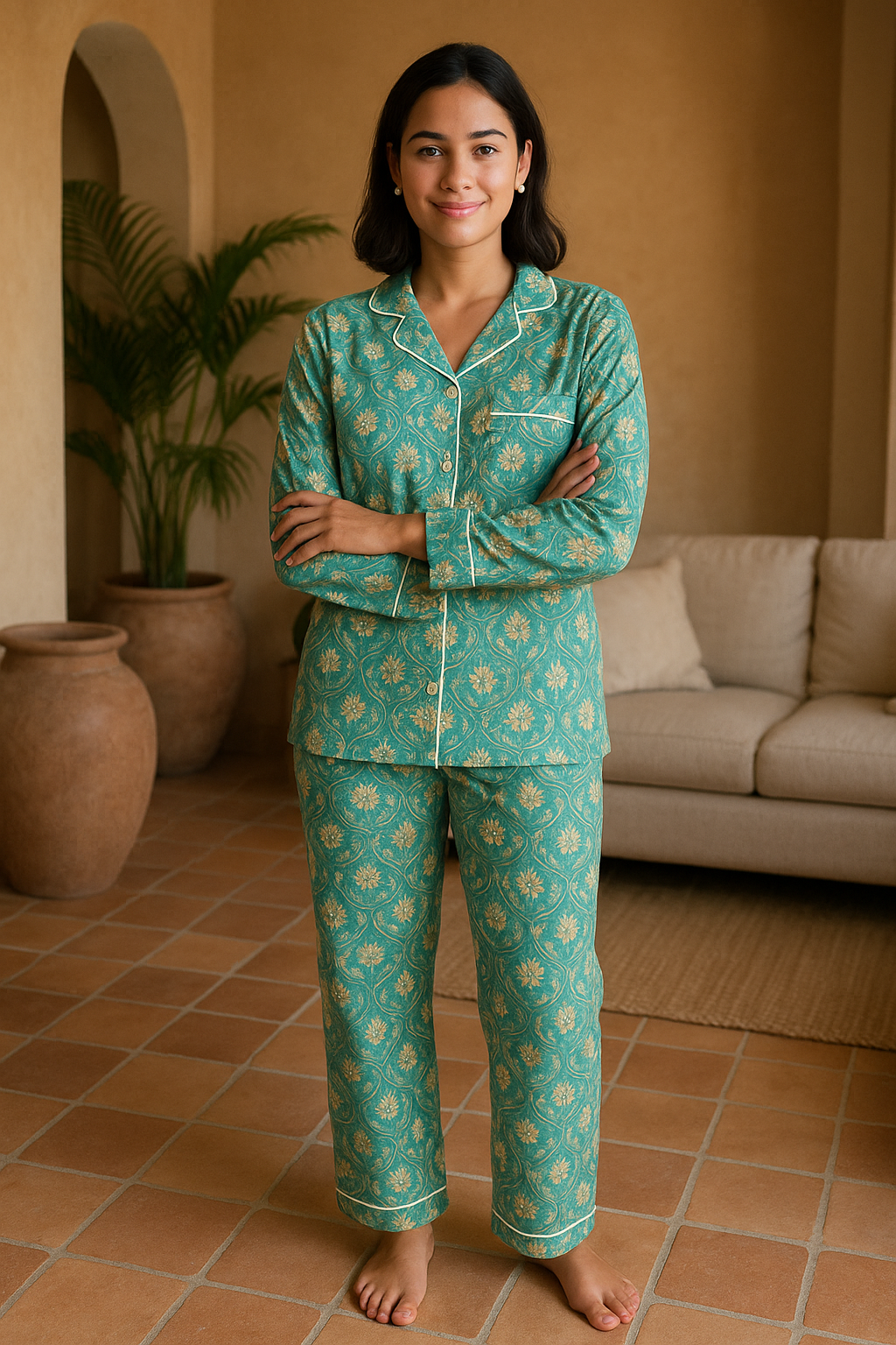 Green Floral Pyjama Set